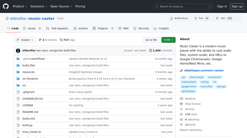 Music Caster Landing Page