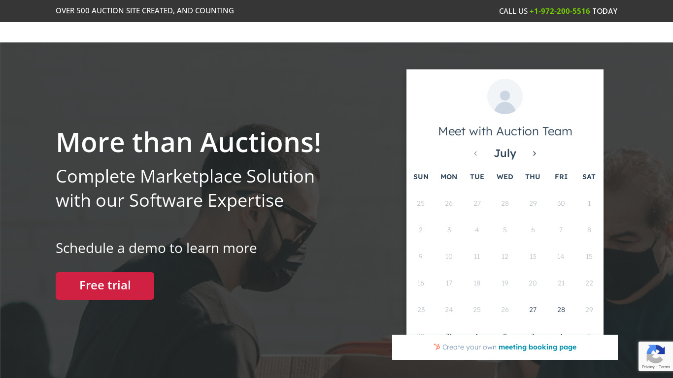 Auction Software Landing page