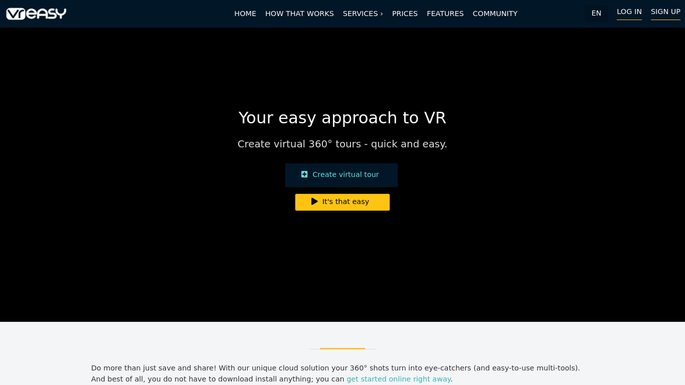 vr-easy.com Landing page