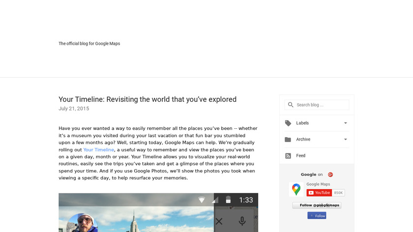 Google Maps Timeline Landing Page