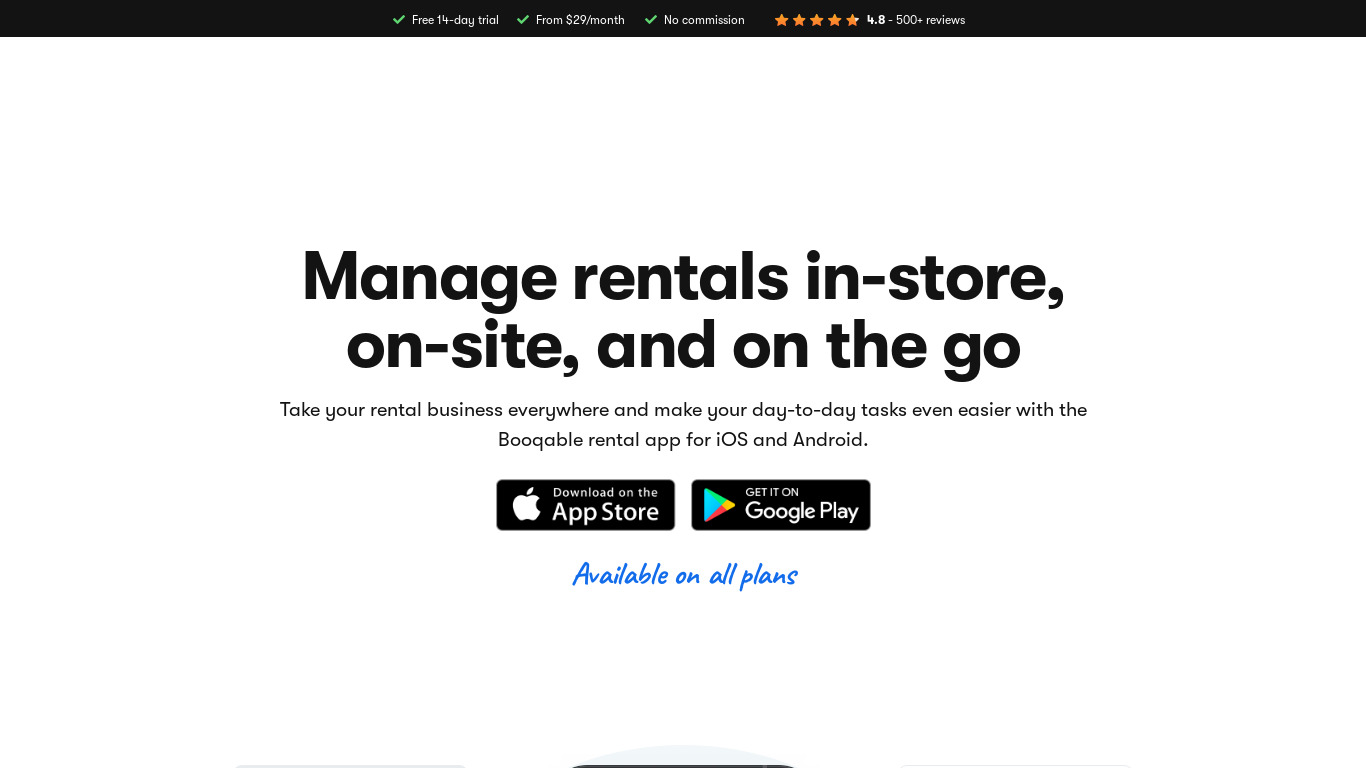 Booqable for iOS Landing page