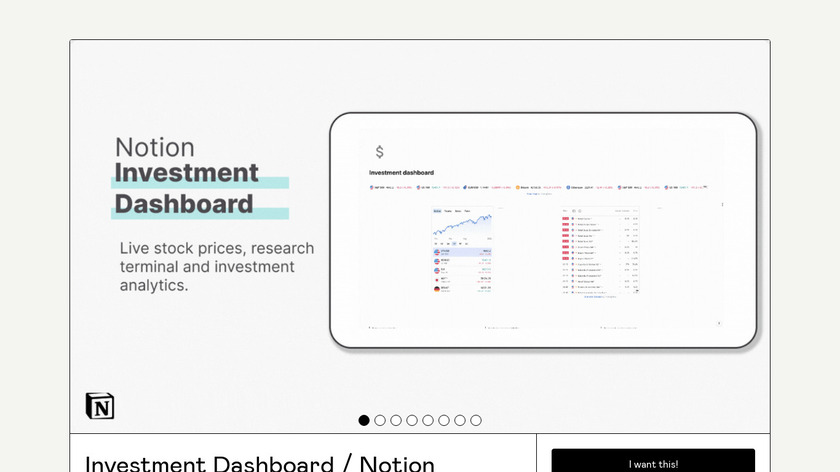 hdfocal.gumroad.com Notion Investment Dashboard Landing Page