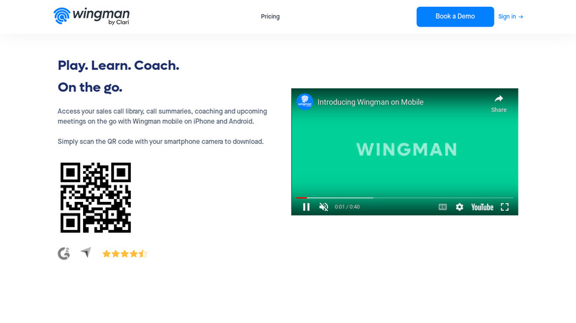 Wingman Mobile App Landing Page