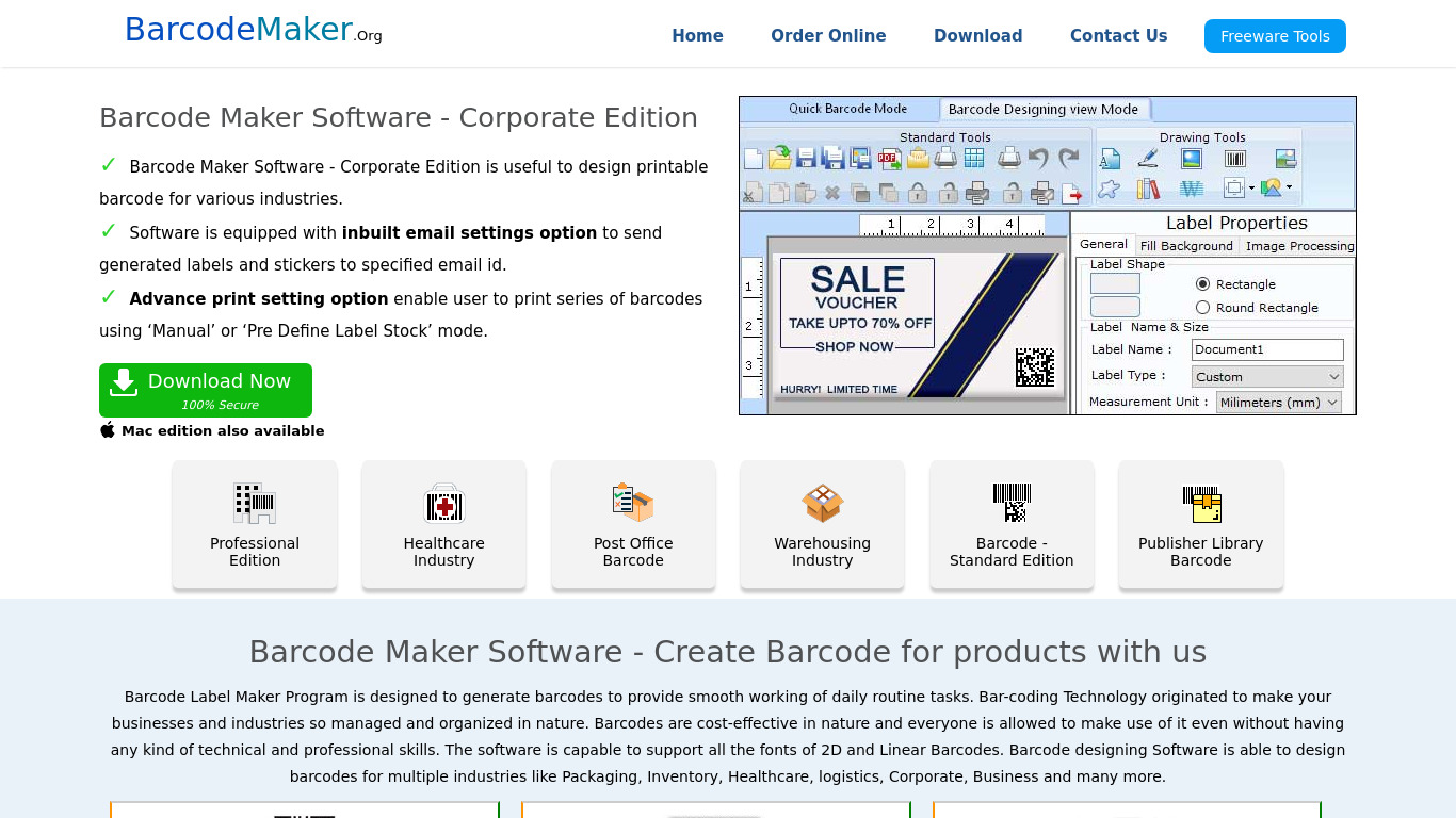 BarcodeMaker.org Landing page