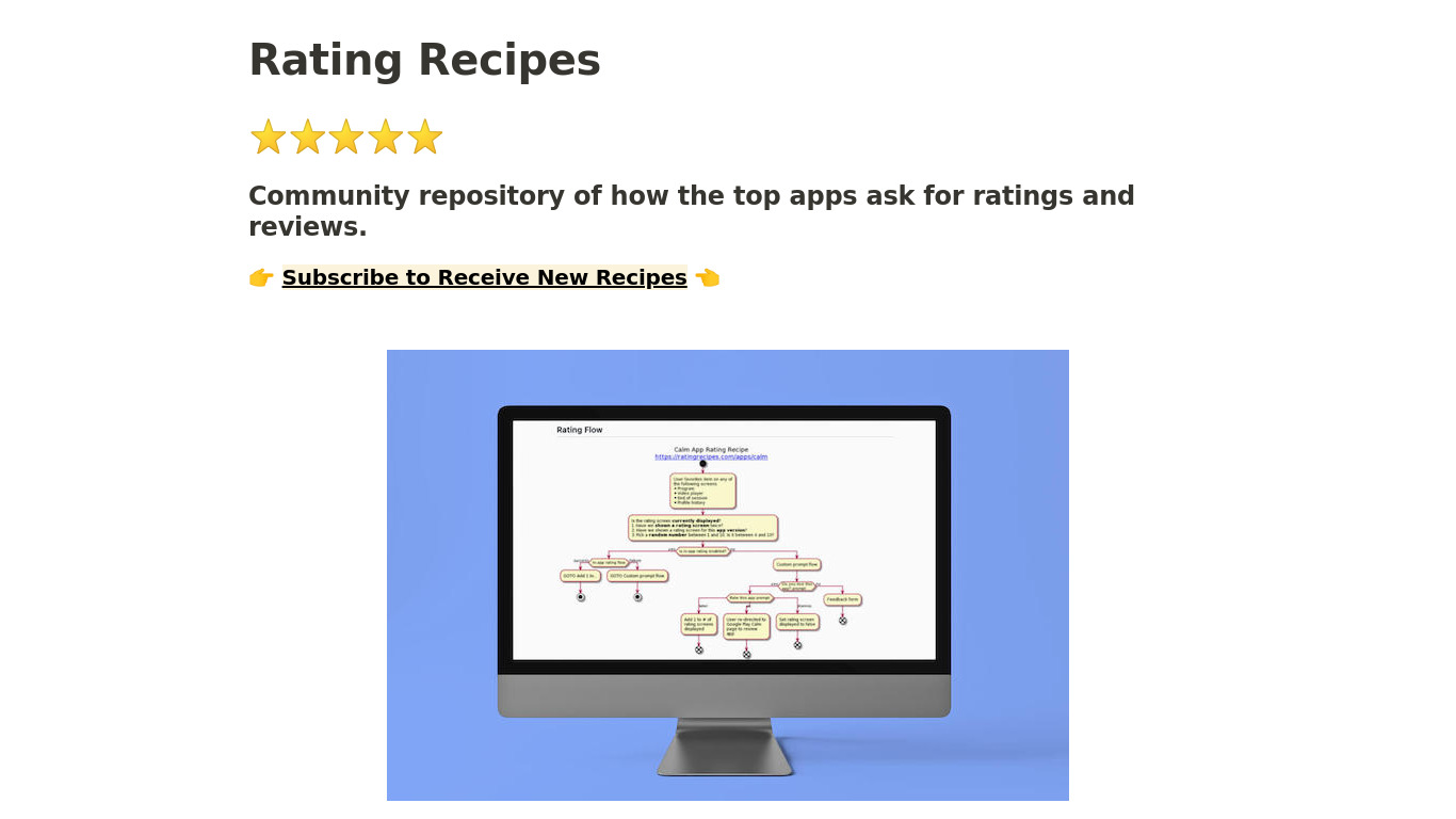 Rating Recipes Landing page