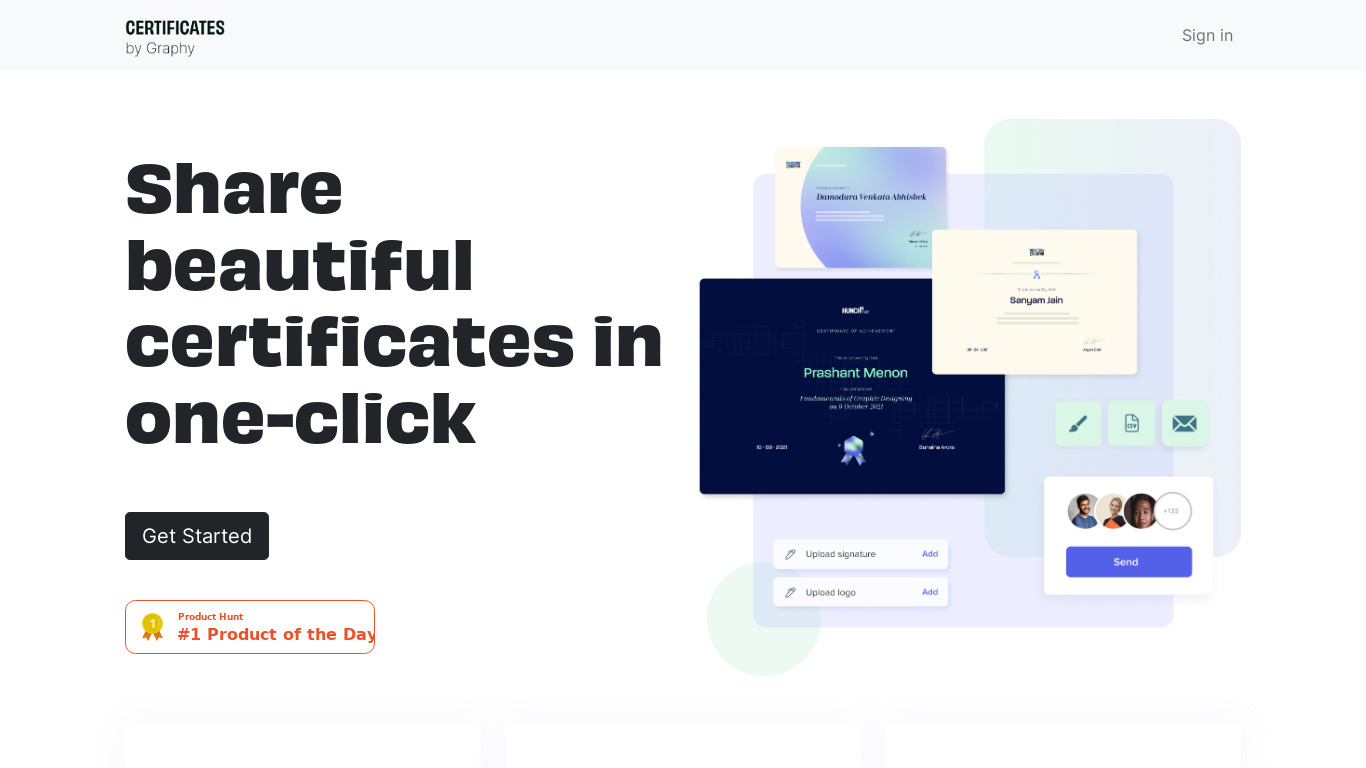 Certificates by Graphy Landing page