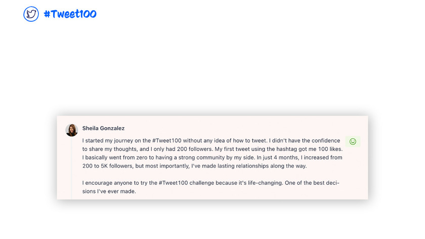 #Tweet100 Challenge Landing Page