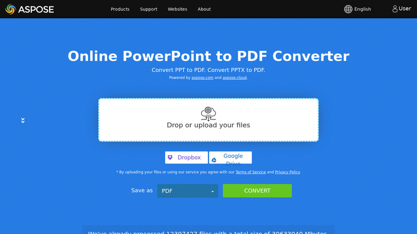 Aspose PowerPoint to PDF Converter Landing Page