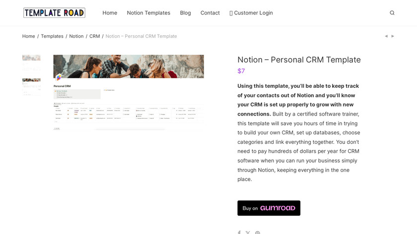 Notion Personal CRM Landing Page