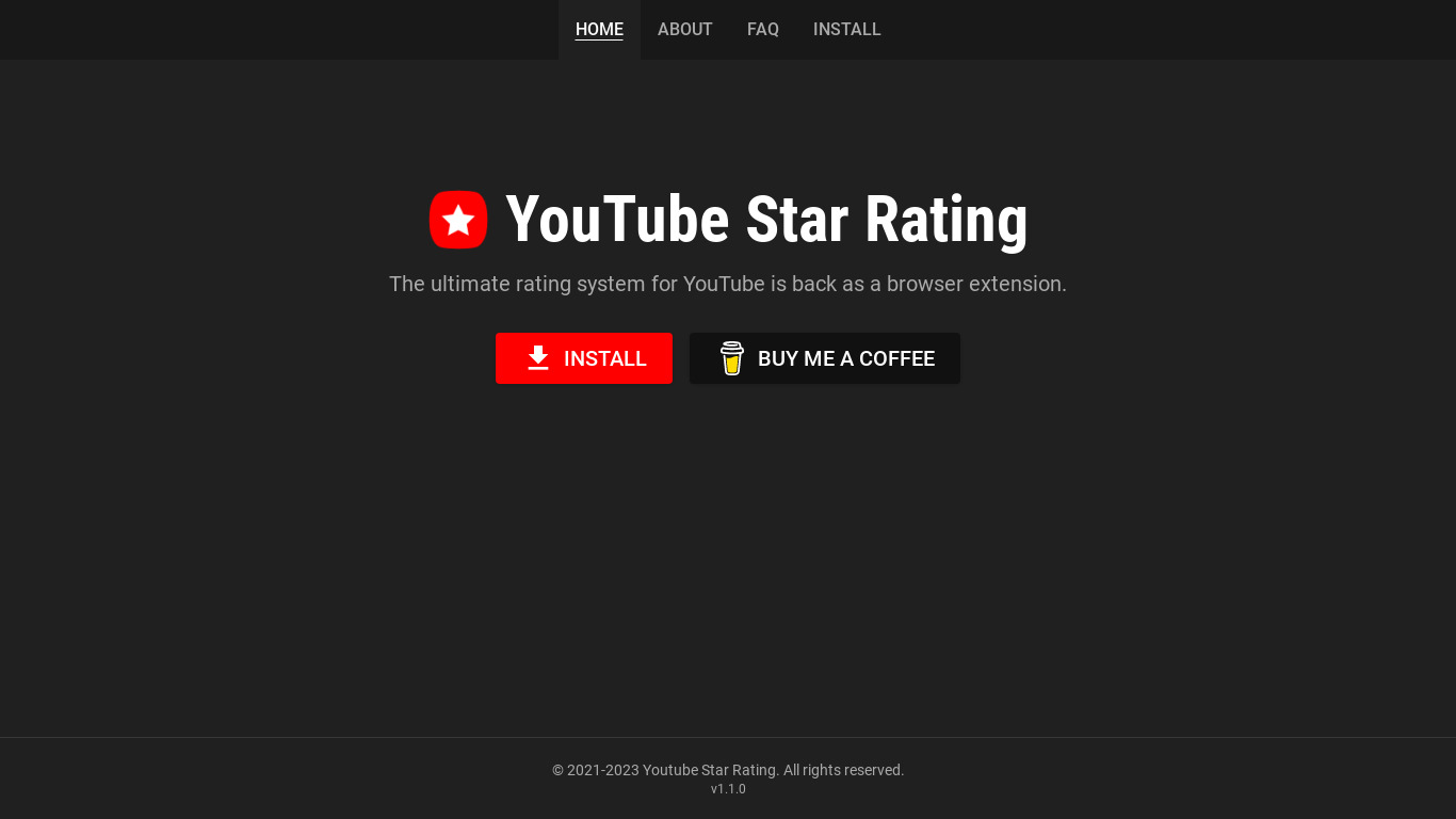 YouTube Star Rating Landing page
