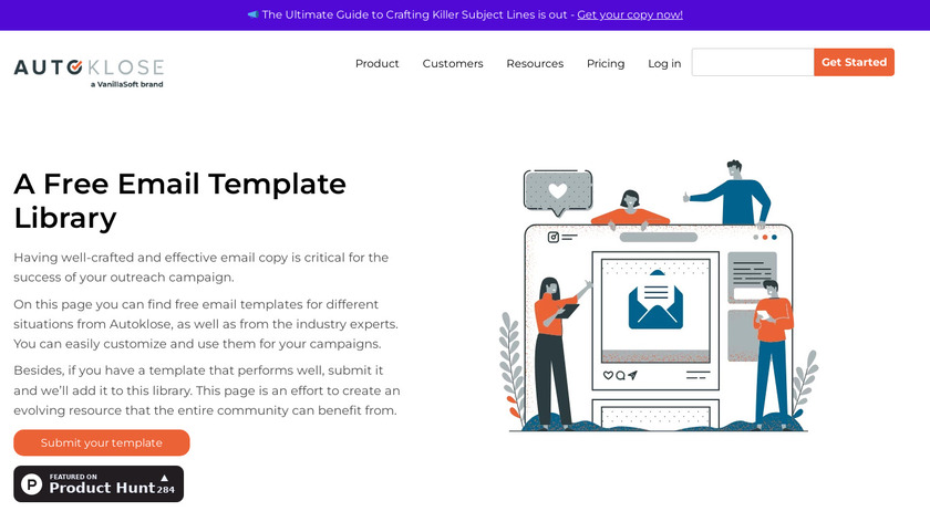 Email Template Library by Autoklose Landing Page