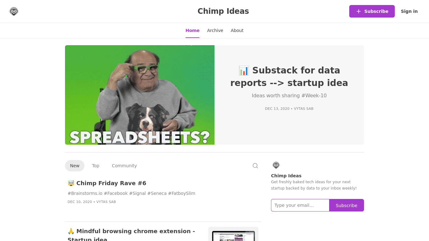 Chimp Ideas Landing page