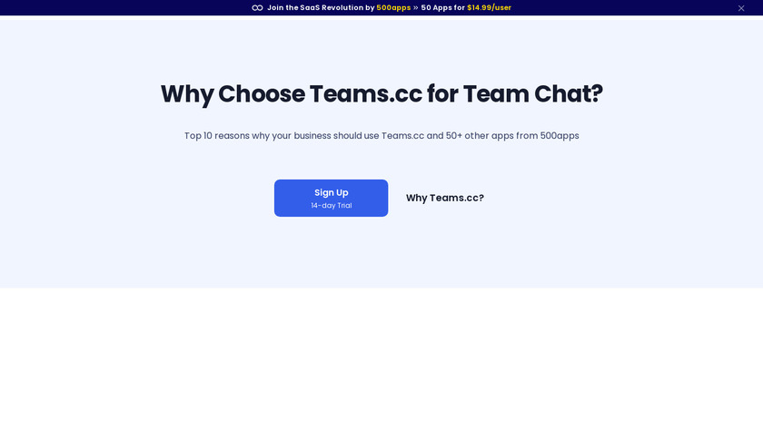 Teams.cc Landing Page