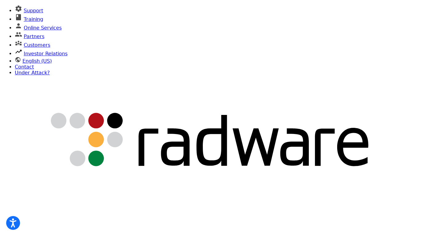 Radware DDoS Protection Landing page