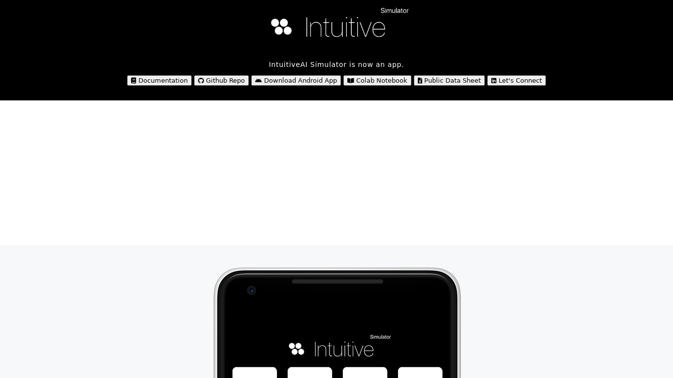 IntuitiveAI Simulator Landing page