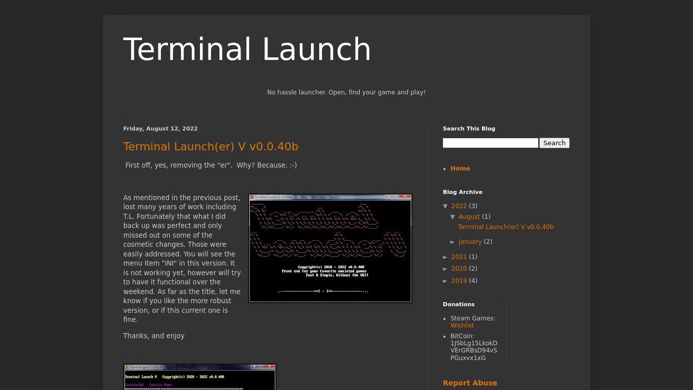 Terminal Launch V Landing page