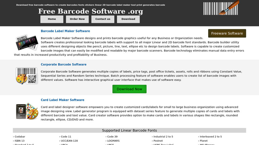 FreeBarcodeSoftware.org Landing Page