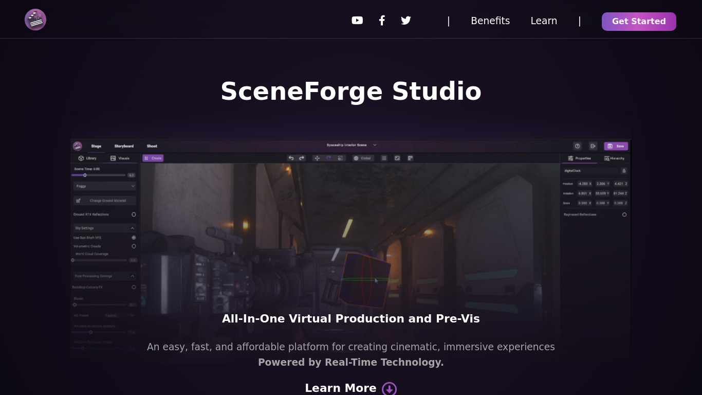 SceneForge Storyboard Landing page