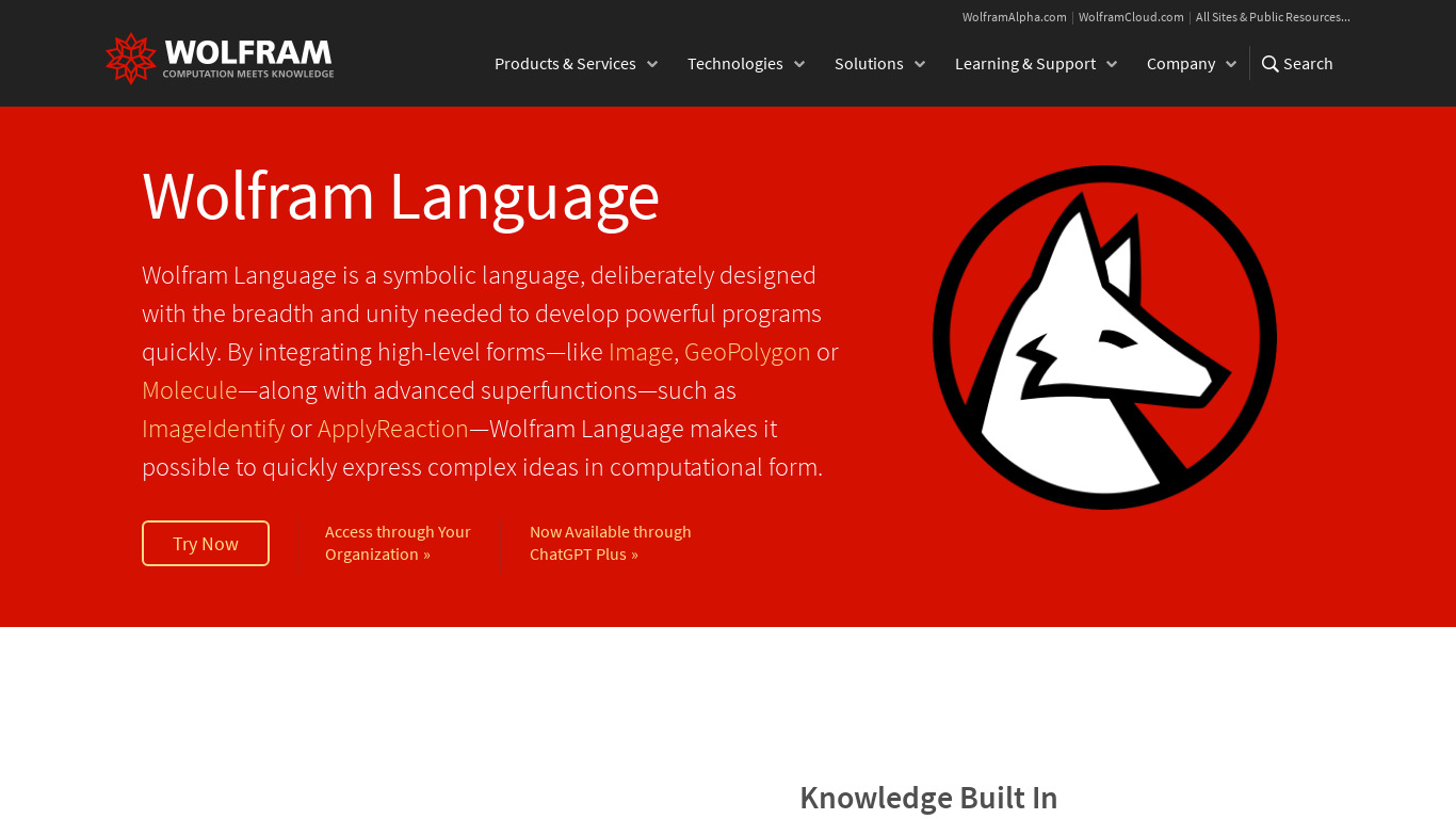 Wolfram Language Landing page