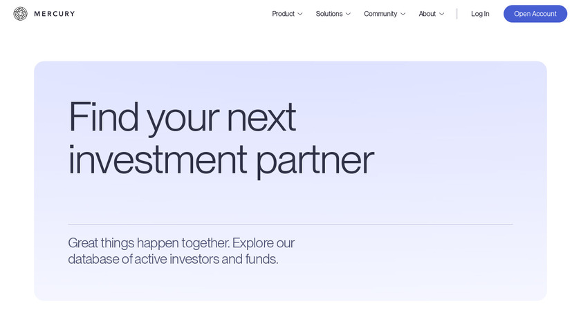 Investor Database from Mercury Landing Page