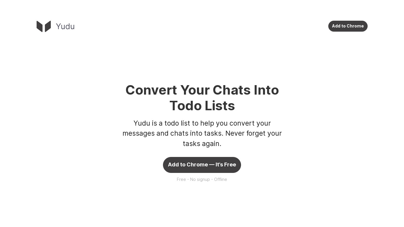 Yudu To-Do List Landing page