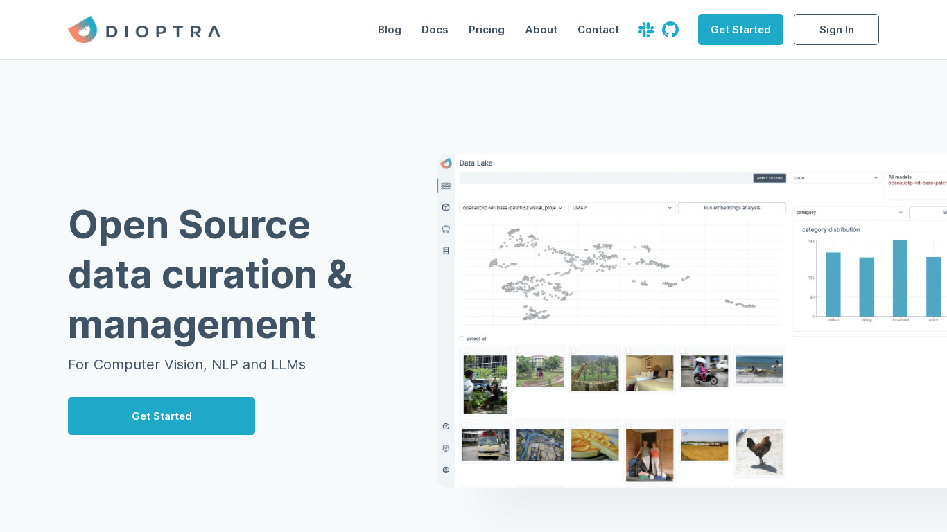 Dioptra Landing page