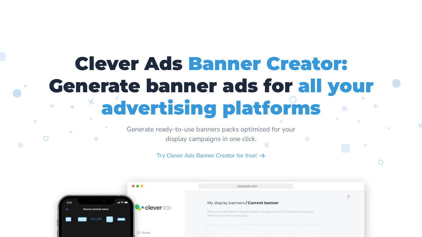 Banner Creator by Clever Ads Landing page