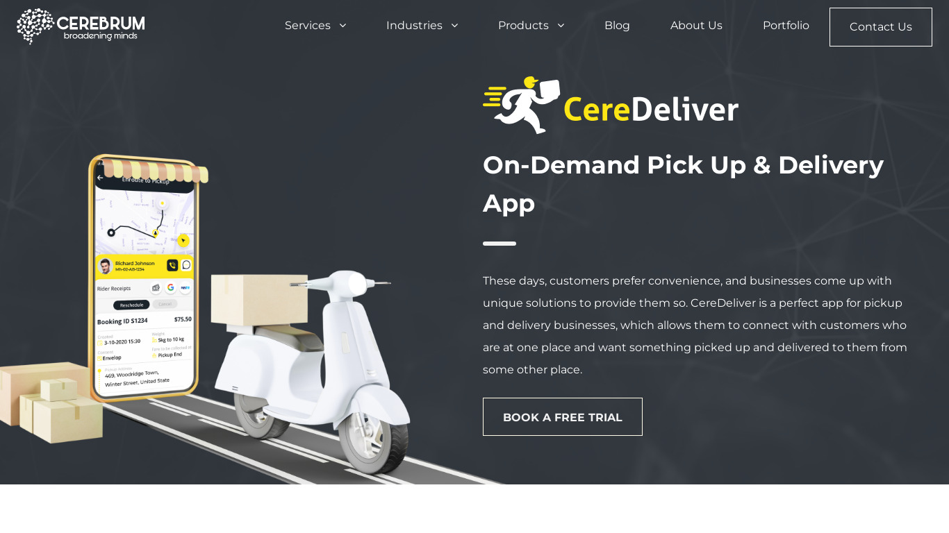 CereDeliver by Cerebrum Infotech Landing page