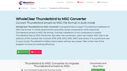 WholeClear Thunderbird to MSG Converter image