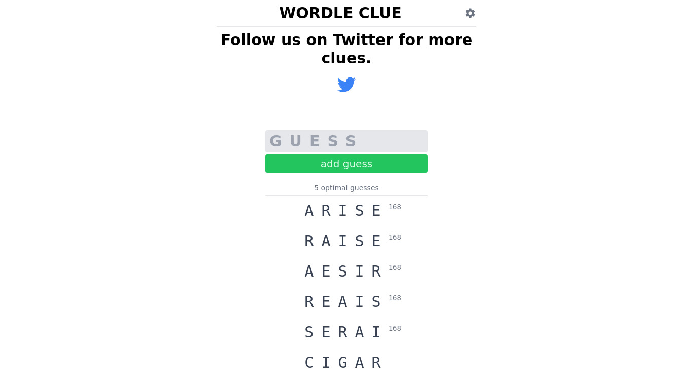 Wordle Clue Landing page
