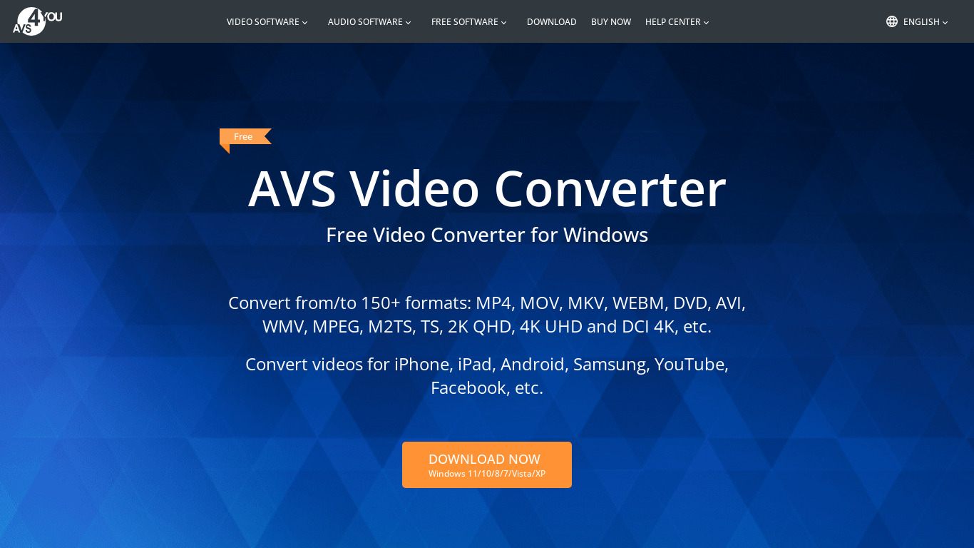 AVS Video Converter Landing page