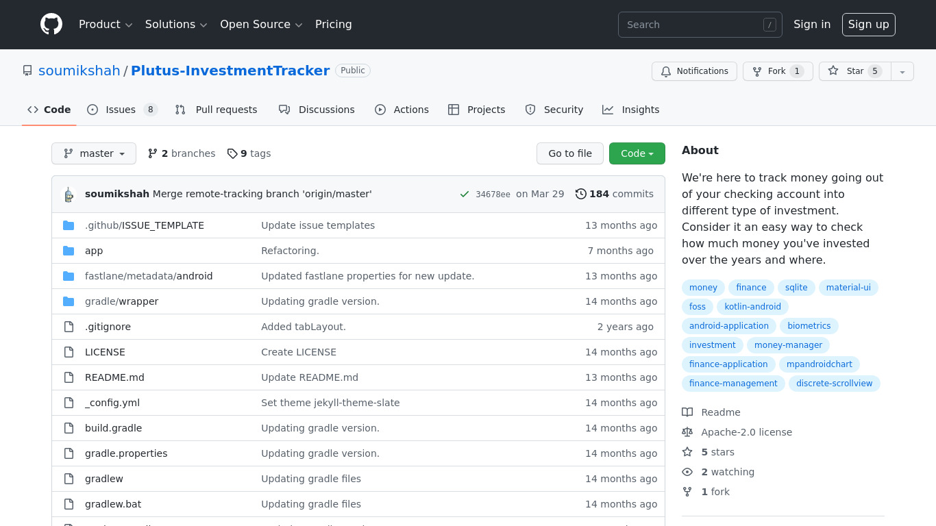 Plutus - Investment Tracker Landing page