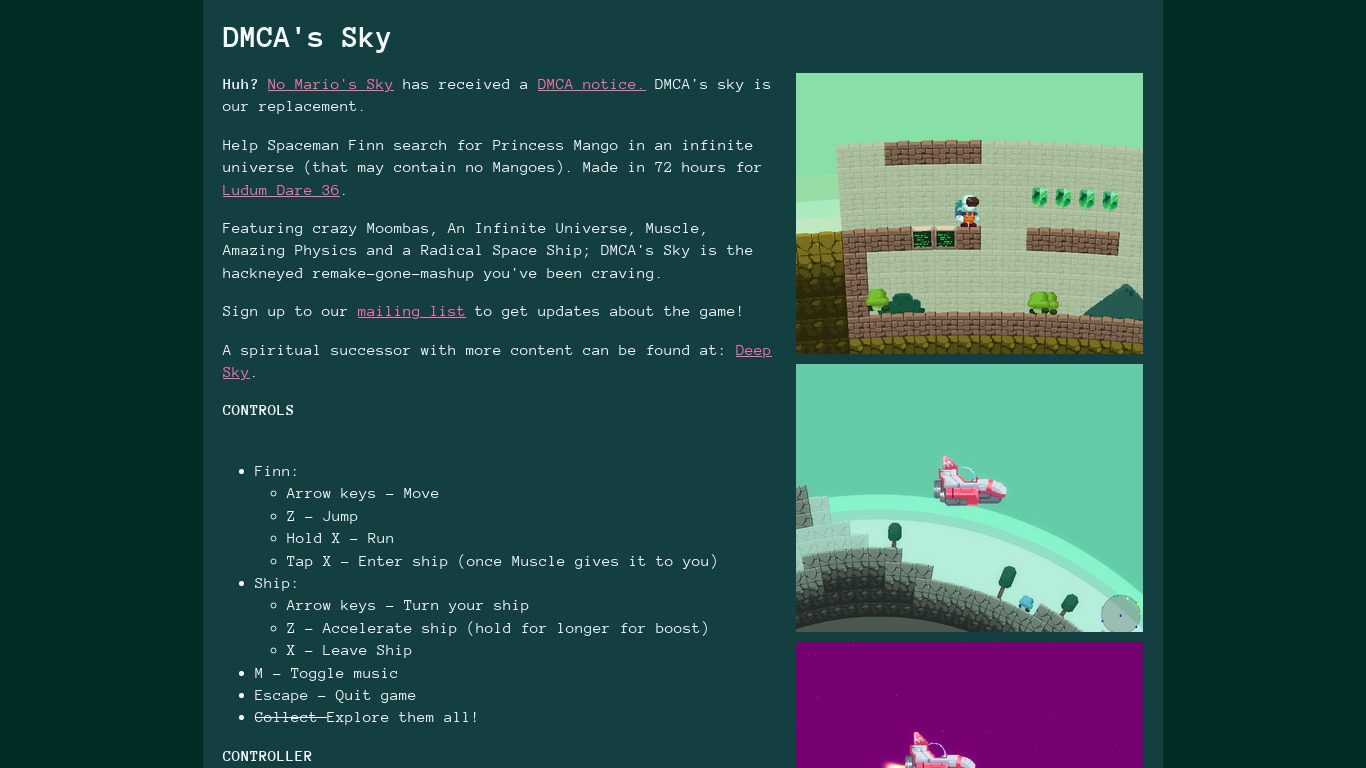 DMCA' Sky Landing page