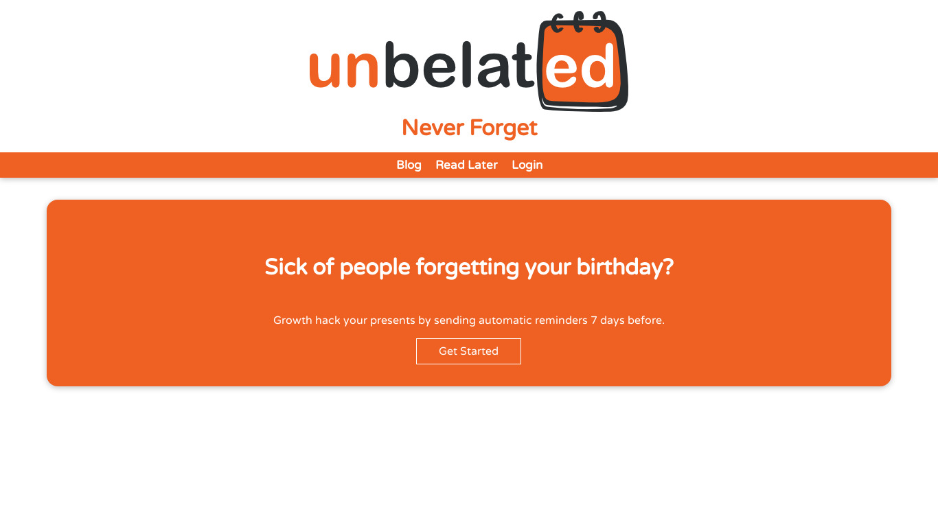 Unbelated Landing page