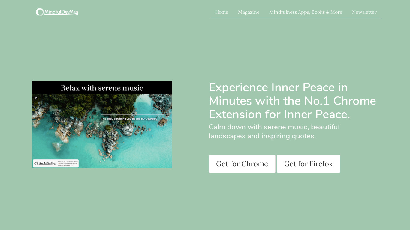 Inner Peace Extension Landing page