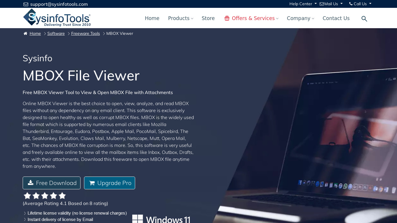 SysInfo MBOX Viewer Landing page