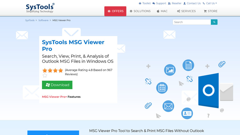 SysTools MSG Viewer Pro Landing Page