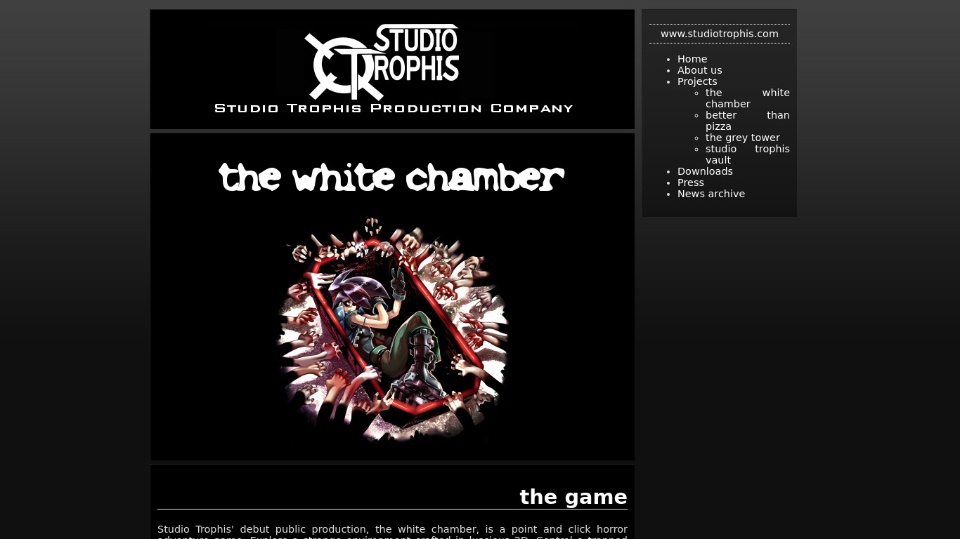 the white chamber Landing page