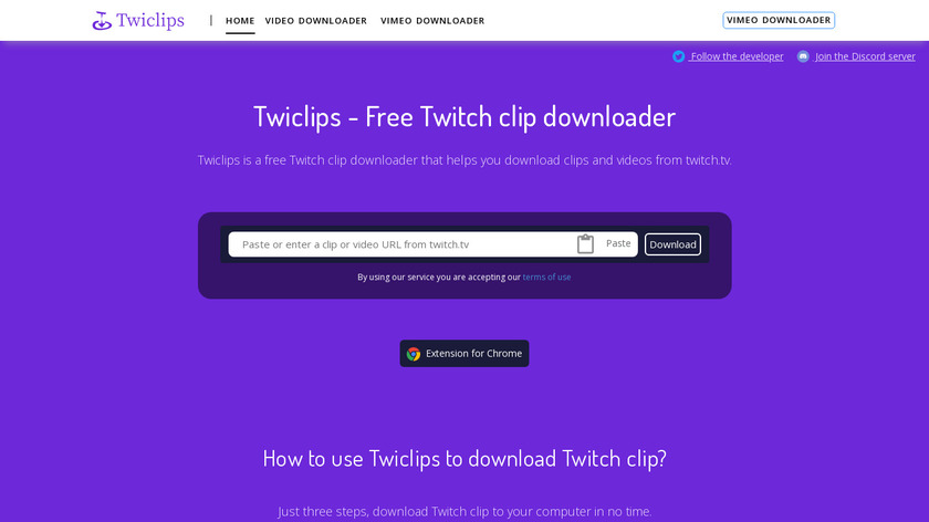 Twiclips Landing Page