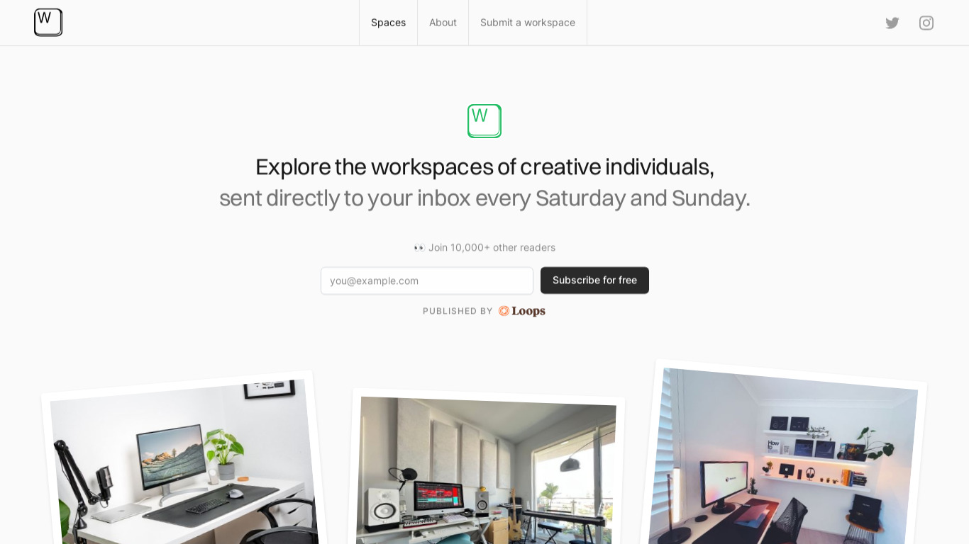 Workspaces Newsletter Landing page