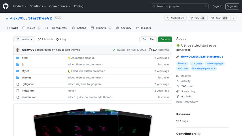 StartTreeV2 Landing Page