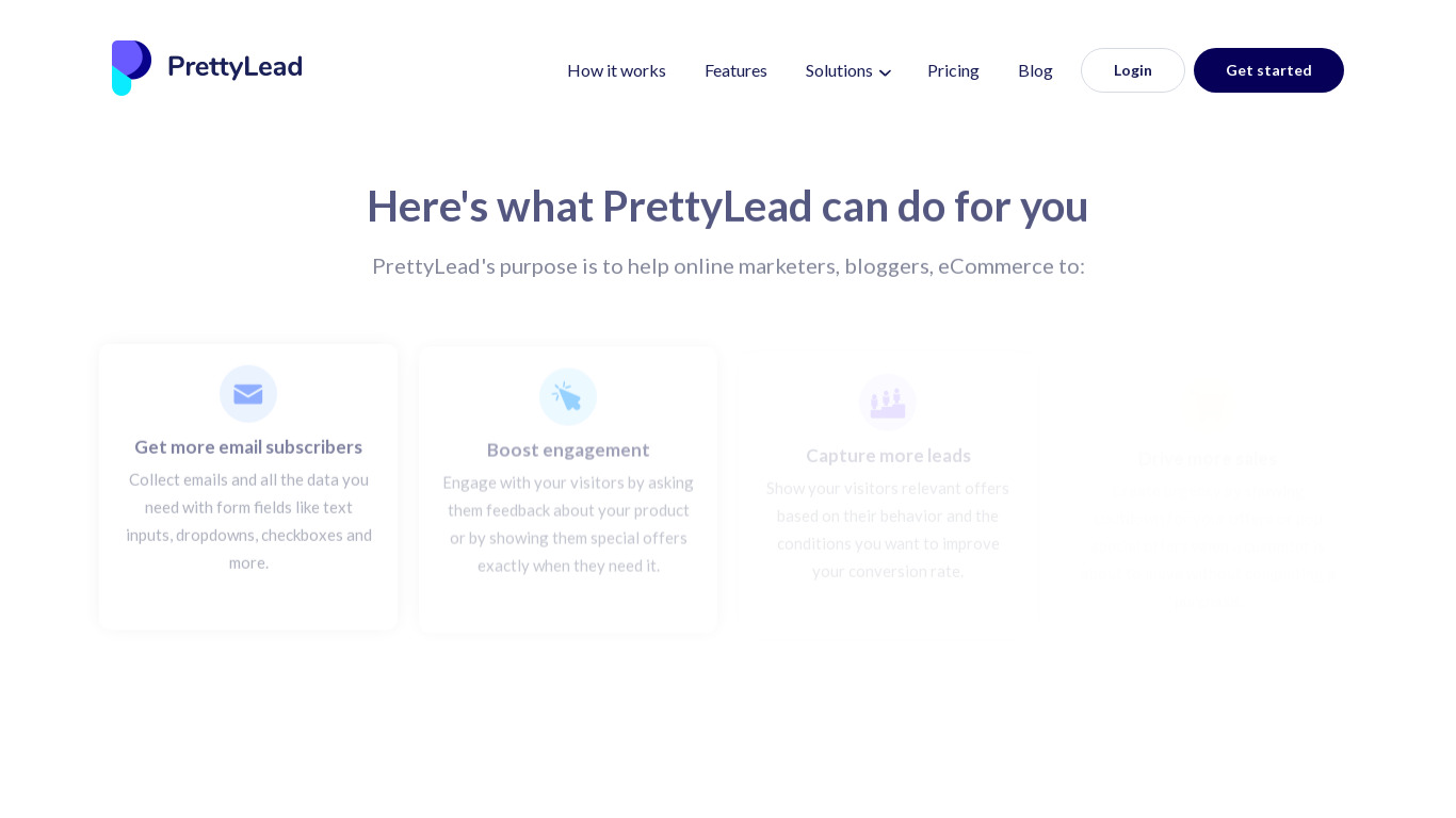 PrettyLead.co Landing page