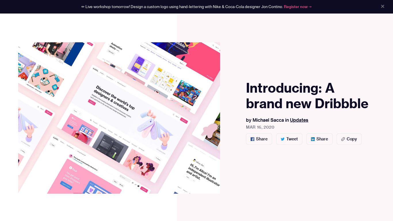 A brand new Dribbble Landing page