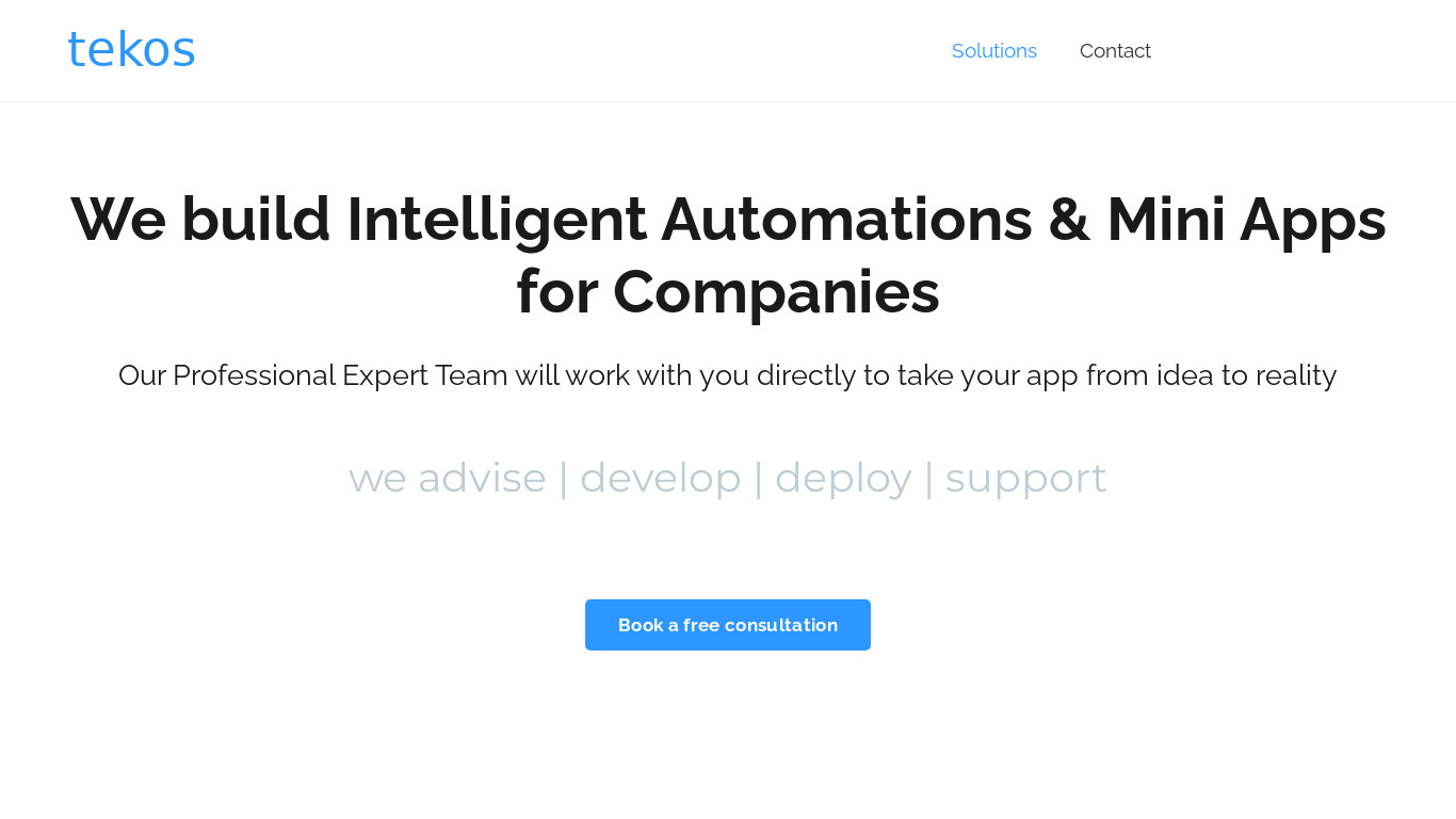 Tekos.co Landing page