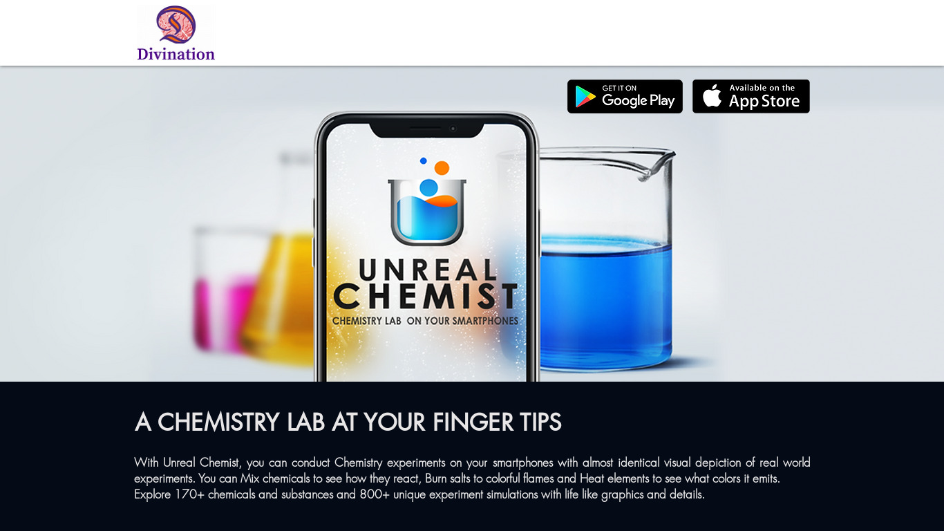 Unreal Chemist Landing page