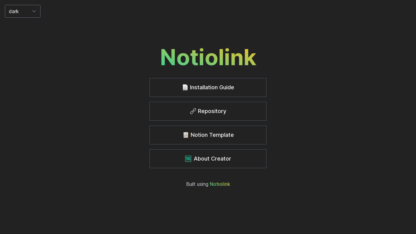 Notiolink.dev Landing page