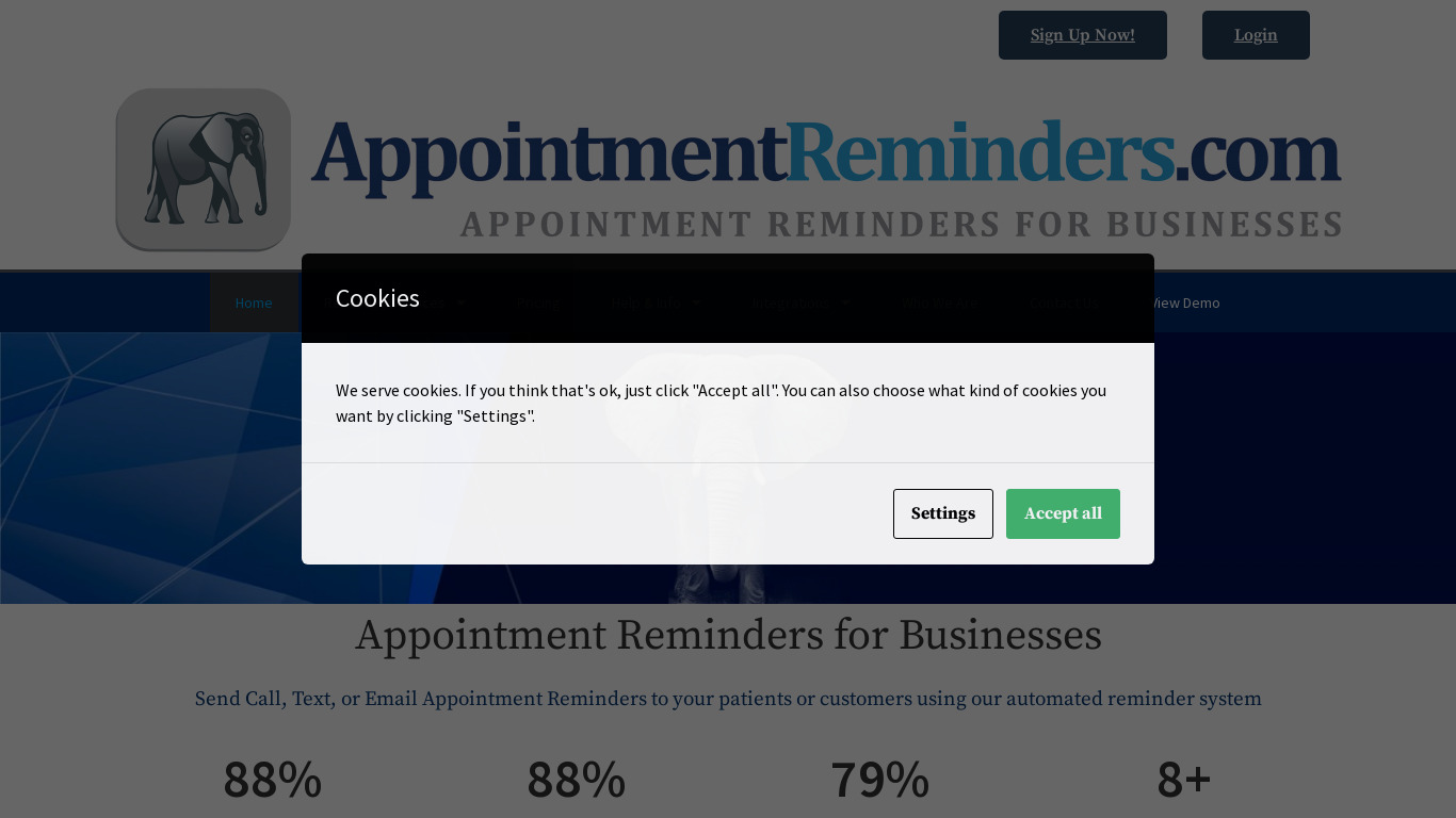 AppointmentReminders.com Landing page