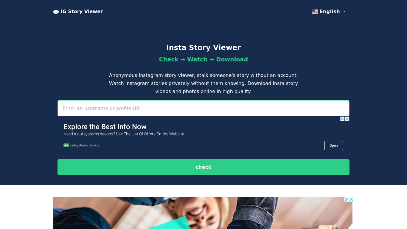 IG Story Viewer Landing page