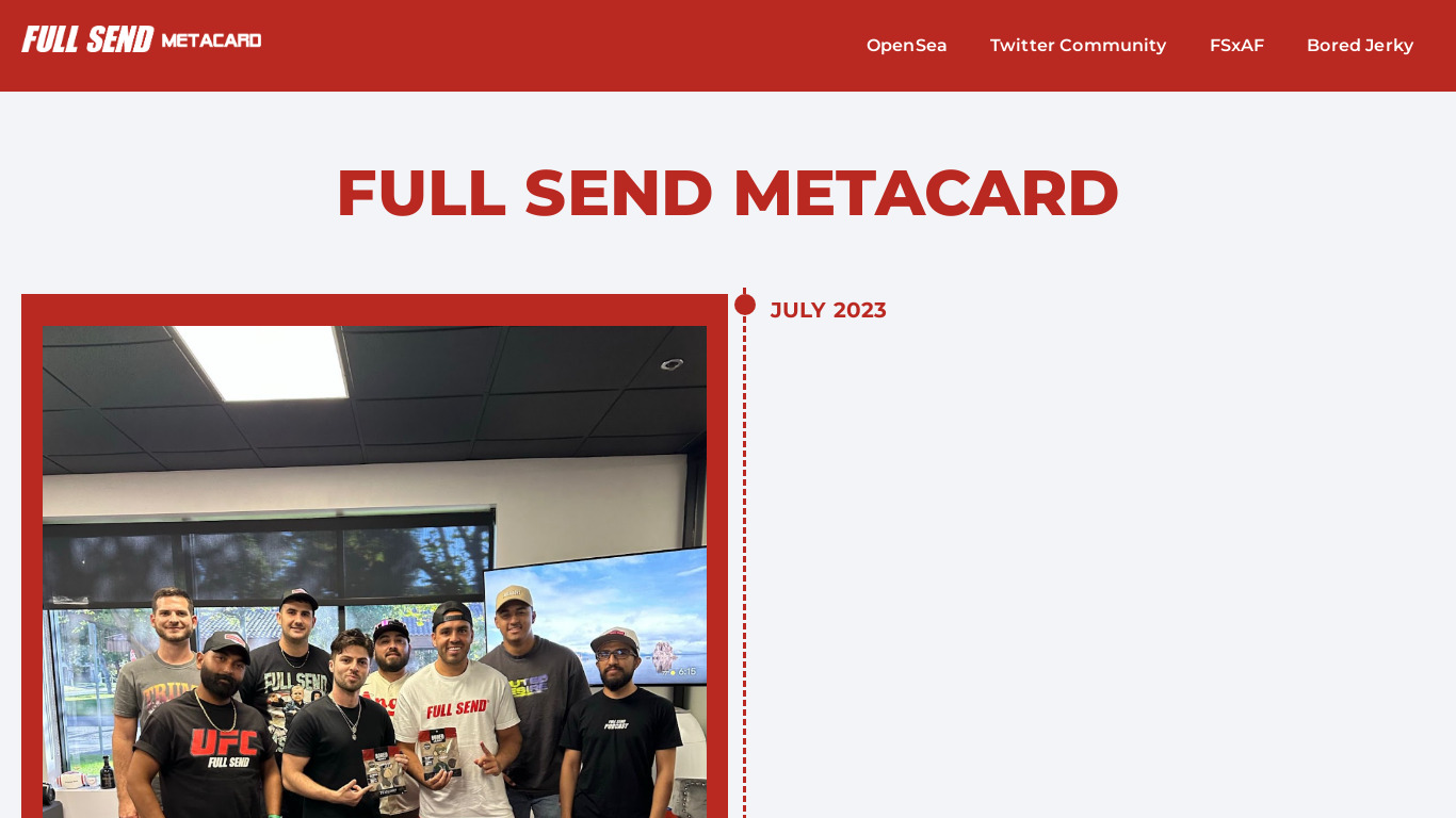 Full Send METACARD Landing page