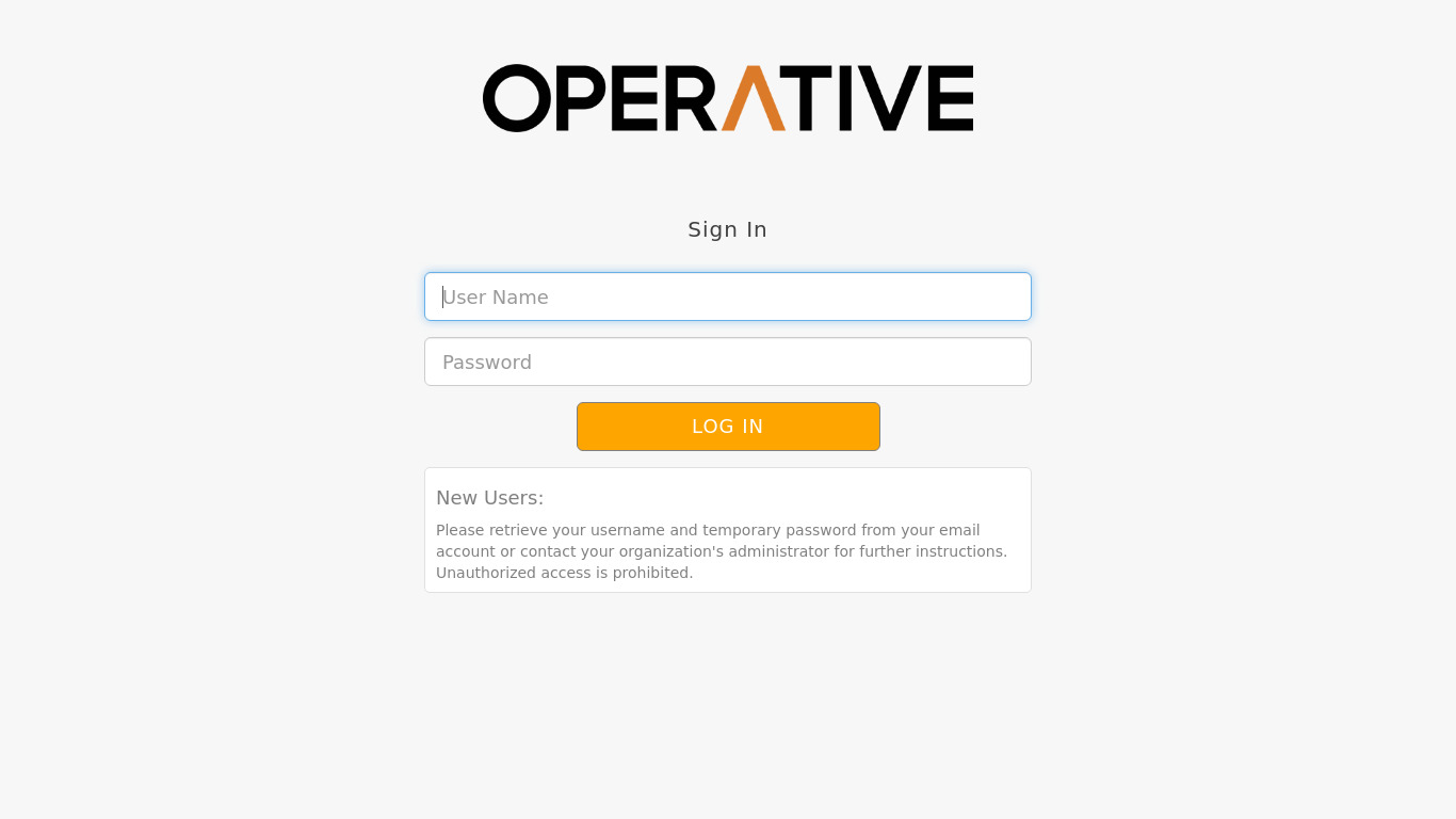 Operative.One Landing page